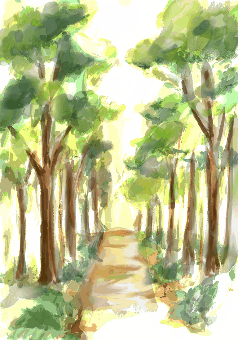 Straight path through the forest